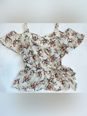 Sienna Sky Cream Floral Cold-Shoulder Camisole with Tie Waist